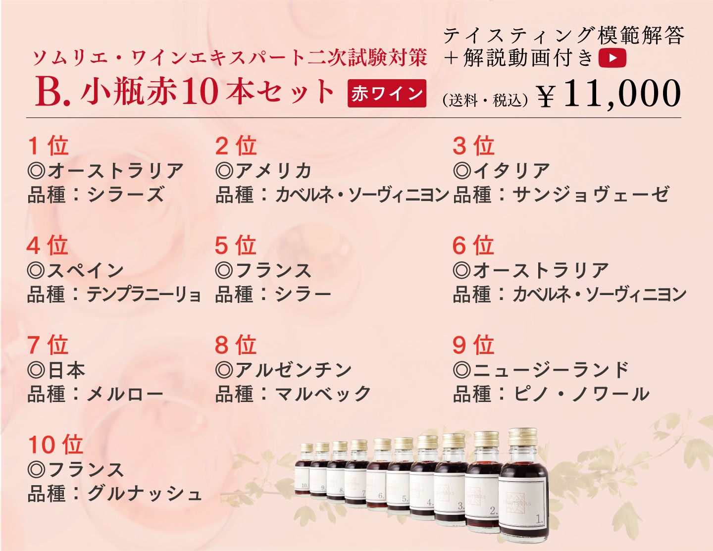 ソムリエ・ワインエキスパート二次試験対策 小瓶白赤20本セット